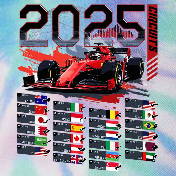 Formula Racing Calendar 2025 Schedule G.R.A.N.D P.R.I.X Circuit Legacy Tie Dye Trucker Hat