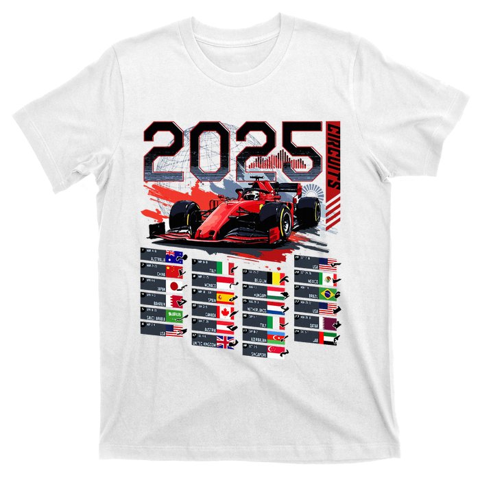 Formula Racing Calendar 2025 Schedule G.R.A.N.D P.R.I.X Circuit T-Shirt