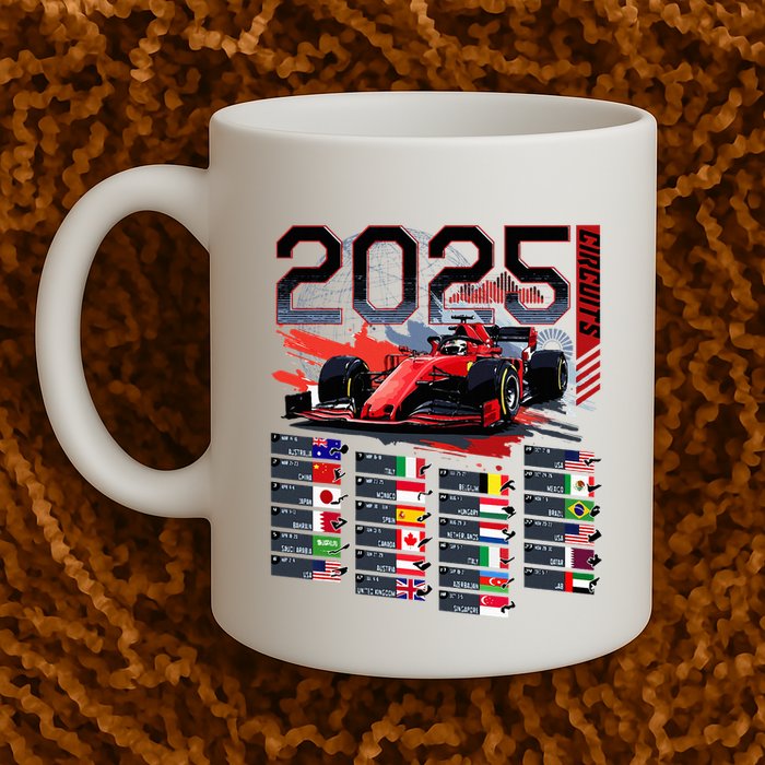 Formula Racing Calendar 2025 Schedule G.R.A.N.D P.R.I.X Circuit Mug