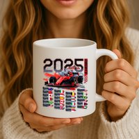 Formula Racing Calendar 2025 Schedule G.R.A.N.D P.R.I.X Circuit Mug