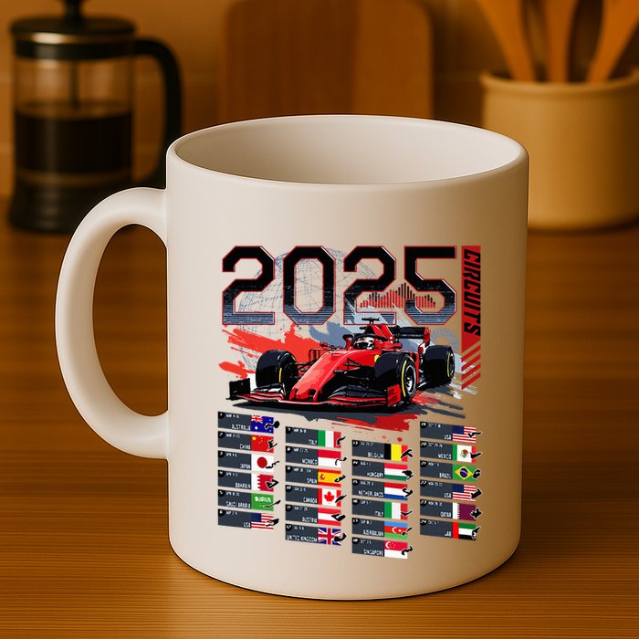 Formula Racing Calendar 2025 Schedule G.R.A.N.D P.R.I.X Circuit Mug
