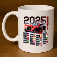 Formula Racing Calendar 2025 Schedule G.R.A.N.D P.R.I.X Circuit 11oz C Handle Ceramic Mug