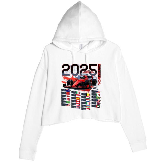 Formula Racing Calendar 2025 Schedule G.R.A.N.D P.R.I.X Circuit Crop Fleece Hoodie