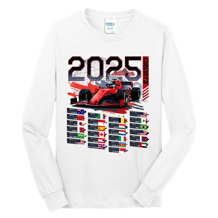 Formula Racing Calendar 2025 Schedule G.R.A.N.D P.R.I.X Circuit Tall Long Sleeve T-Shirt