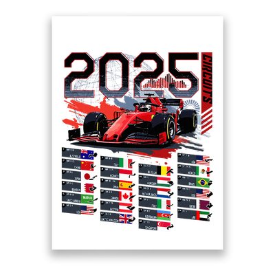 Formula Racing Calendar 2025 Schedule G.R.A.N.D P.R.I.X Circuit Poster