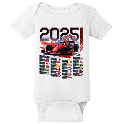 Formula Racing Calendar 2025 Schedule G.R.A.N.D P.R.I.X Circuit Baby Bodysuit