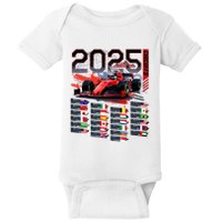 Formula Racing Calendar 2025 Schedule G.R.A.N.D P.R.I.X Circuit Baby Bodysuit