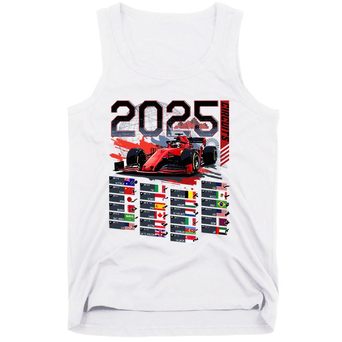 Formula Racing Calendar 2025 Schedule G.R.A.N.D P.R.I.X Circuit Tank Top