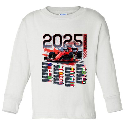 Formula Racing Calendar 2025 Schedule G.R.A.N.D P.R.I.X Circuit Toddler Long Sleeve Shirt
