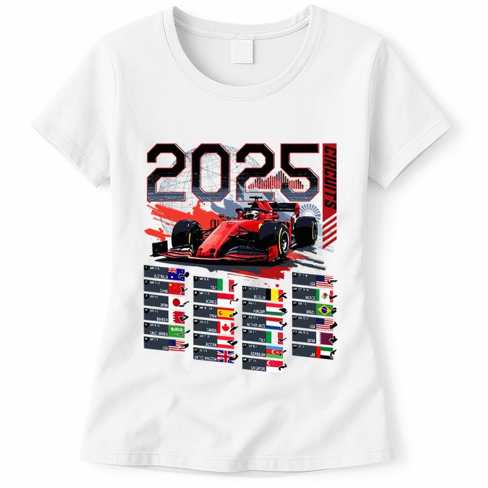 Formula Racing Calendar 2025 Schedule G.R.A.N.D P.R.I.X Circuit Womens T-Shirt