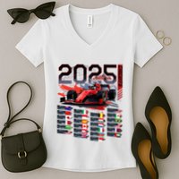 Formula Racing Calendar 2025 Schedule G.R.A.N.D P.R.I.X Circuit Women's V-Neck T-Shirt