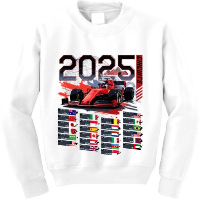 Formula Racing Calendar 2025 Schedule G.R.A.N.D P.R.I.X Circuit Kids Sweatshirt
