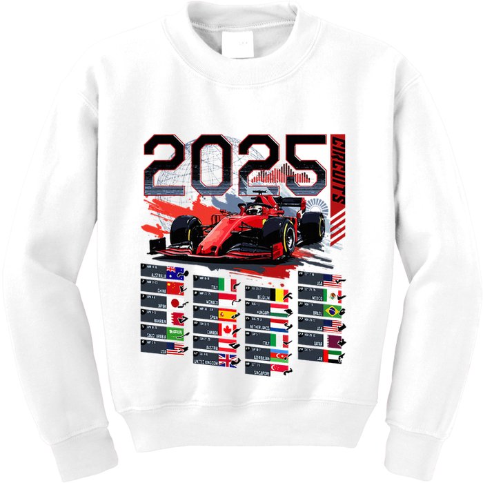 Formula Racing Calendar 2025 Schedule G.R.A.N.D P.R.I.X Circuit Kids Sweatshirt