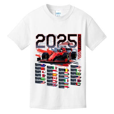 Formula Racing Calendar 2025 Schedule G.R.A.N.D P.R.I.X Circuit Kids T-Shirt