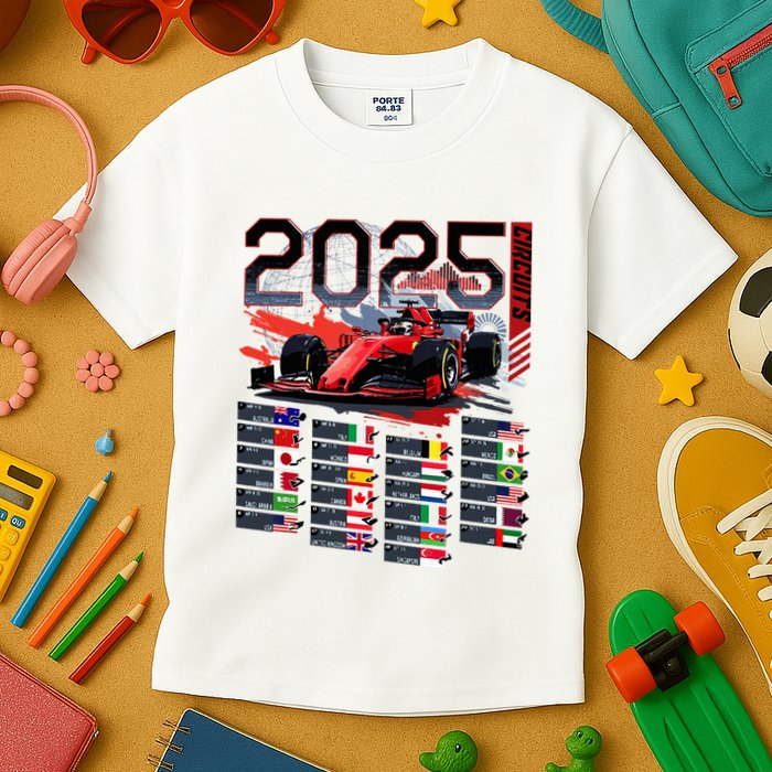 Formula Racing Calendar 2025 Schedule G.R.A.N.D P.R.I.X Circuit Kids T-Shirt