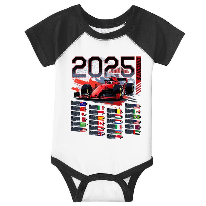Formula Racing Calendar 2025 Schedule G.R.A.N.D P.R.I.X Circuit Infant Baby Jersey Bodysuit