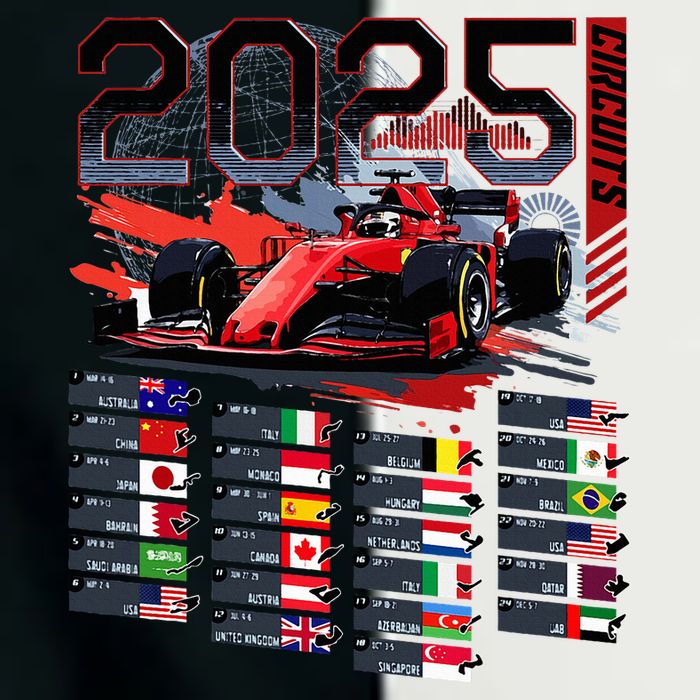 Formula Racing Calendar 2025 Schedule G.R.A.N.D P.R.I.X Circuit Infant Baby Jersey Bodysuit