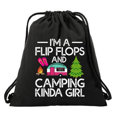Funny Rv Camper IM A Flip Flops And Camping Kinda Gift Drawstring Bag