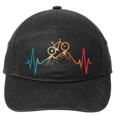 Funny Retro Cycling Heartbeat Bicycle Mountain Bike Biking 7-Panel Snapback Hat