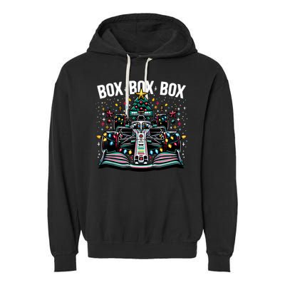 Formula Racing Car Box Box Box Radio Call Fun Christmas Tree Garment-Dyed Fleece Hoodie