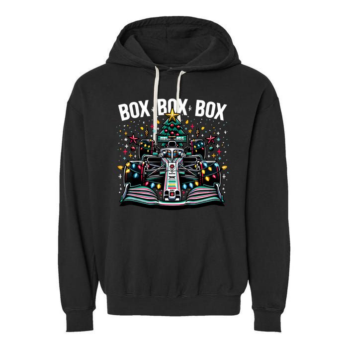 Formula Racing Car Box Box Box Radio Call Fun Christmas Tree Garment-Dyed Fleece Hoodie