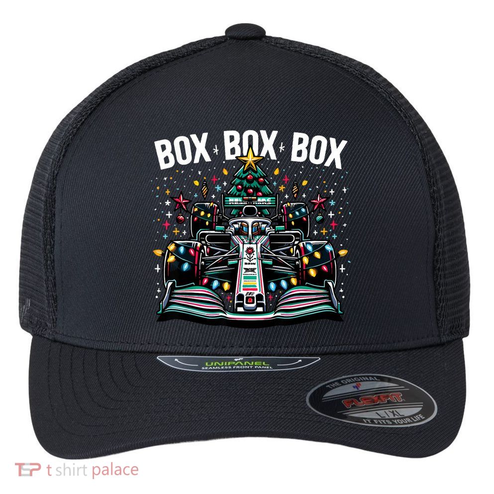 Formula Racing Car Box Box Box Radio Call Fun Christmas Tree Flexfit Unipanel Trucker Cap