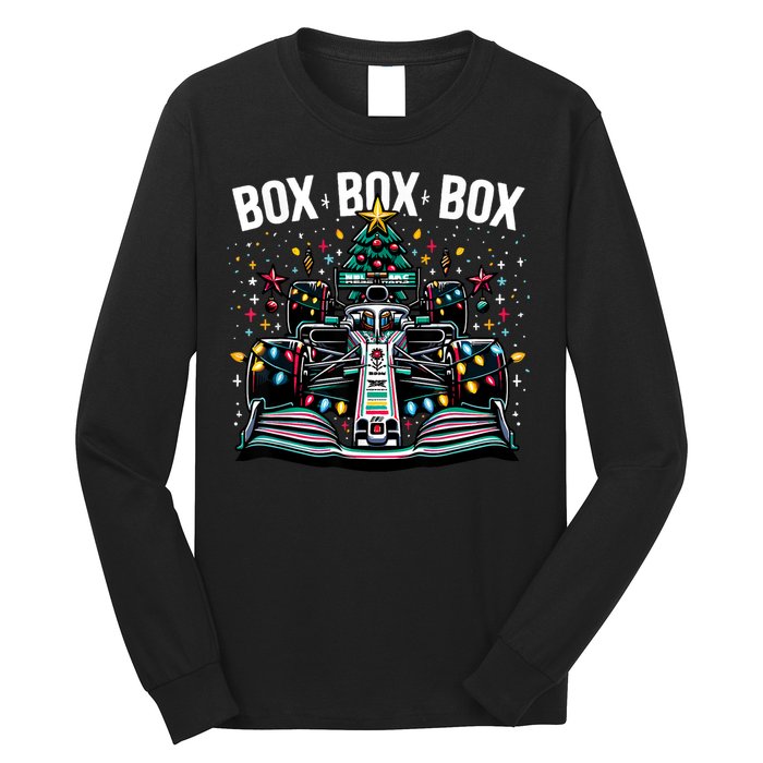 Formula Racing Car Box Box Box Radio Call Fun Christmas Tree Long Sleeve Shirt