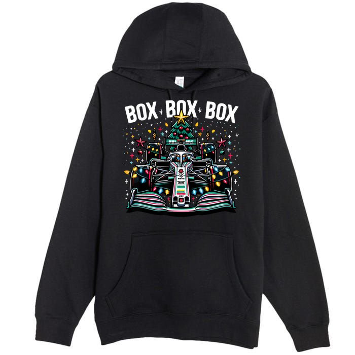Formula Racing Car Box Box Box Radio Call Fun Christmas Tree Premium Pullover Hoodie