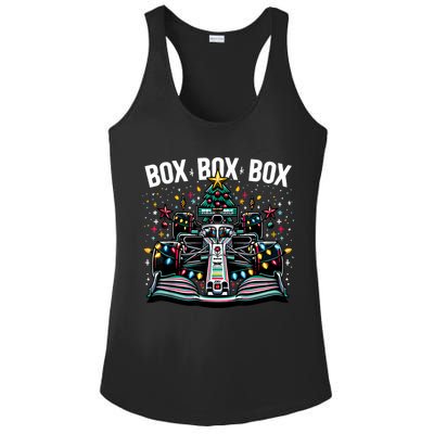 Formula Racing Car Box Box Box Radio Call Fun Christmas Tree Ladies PosiCharge Competitor Racerback Tank