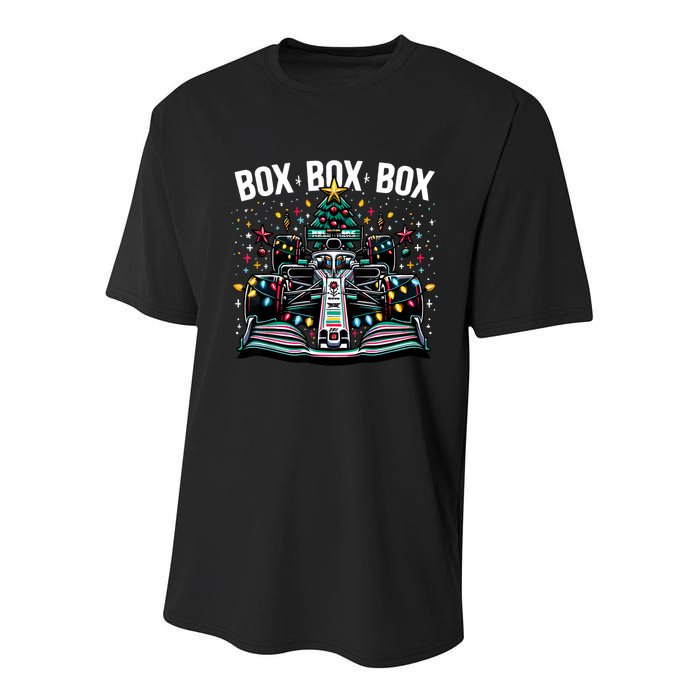 Formula Racing Car Box Box Box Radio Call Fun Christmas Tree Youth Performance Sprint T-Shirt