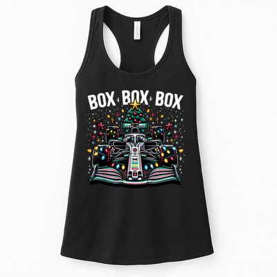 Formula Racing Car Box Box Box Radio Call Fun Christmas Tree Womens Tank Top