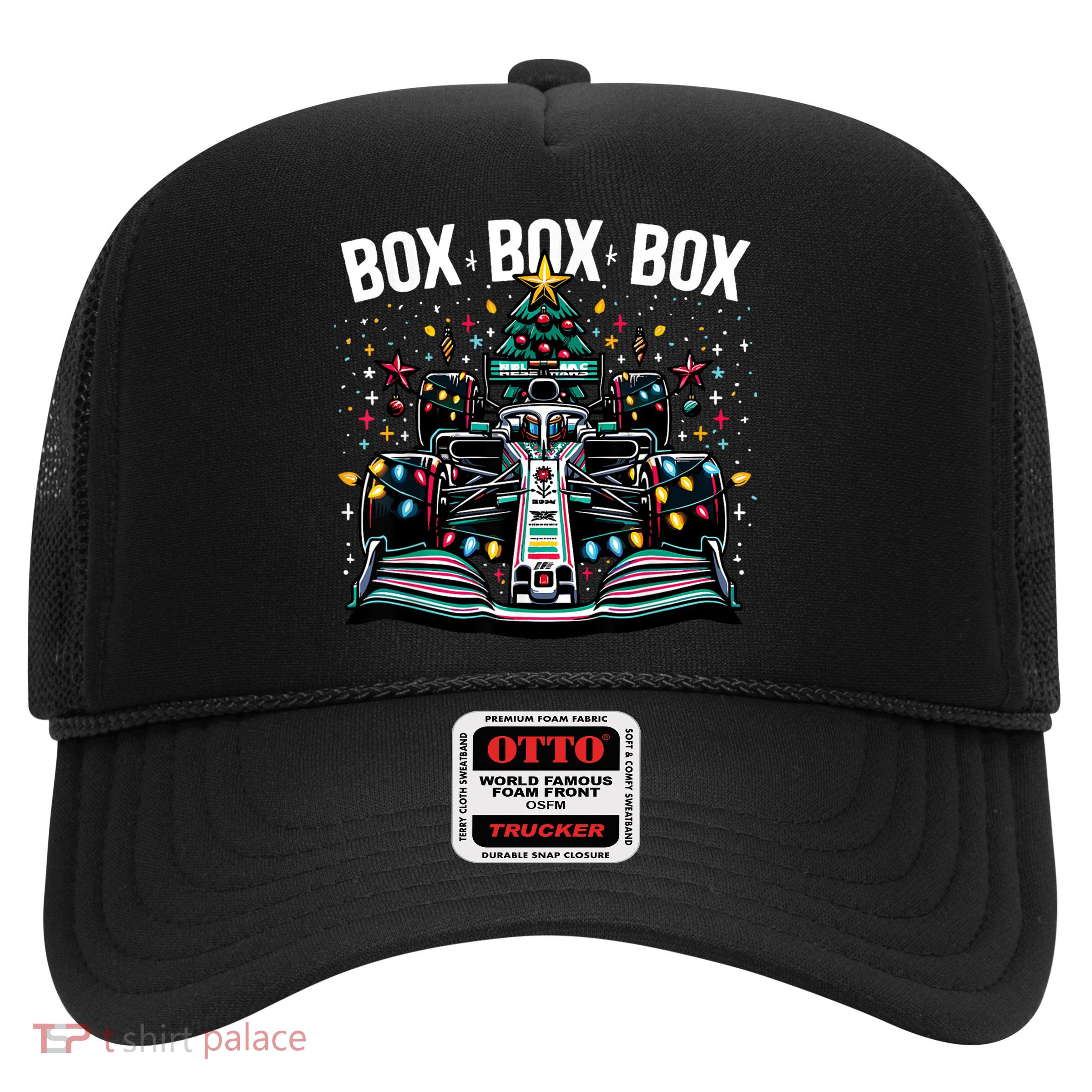 Formula Racing Car Box Box Box Radio Call Fun Christmas Tree Trucker Hat