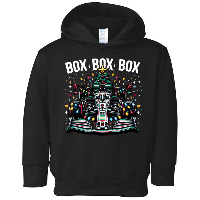 Formula Racing Car Box Box Box Radio Call Fun Christmas Tree Toddler Hoodie