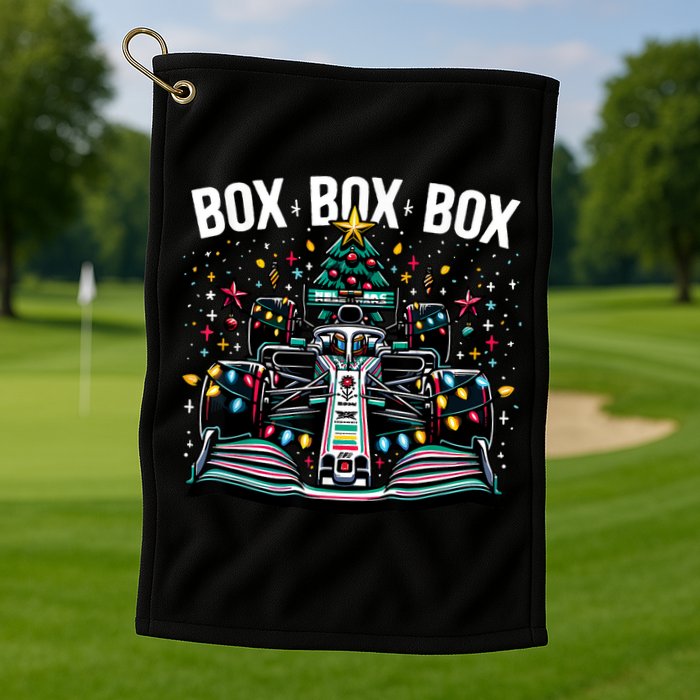 Formula Racing Car Box Box Box Radio Call Fun Christmas Tree Golf Towel