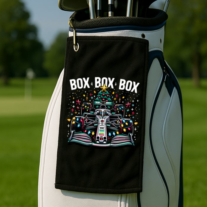 Formula Racing Car Box Box Box Radio Call Fun Christmas Tree Golf Towel
