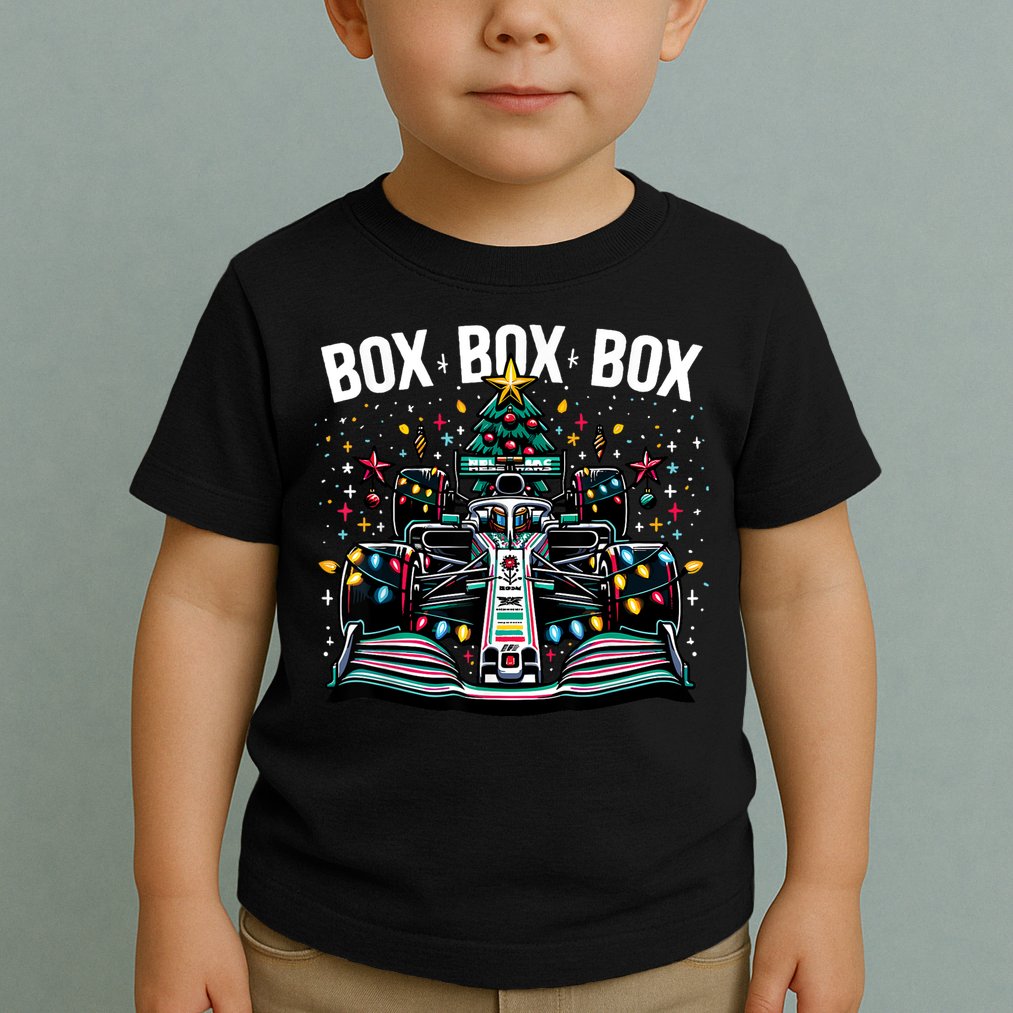 Formula Racing Car Box Box Box Radio Call Fun Christmas Tree Toddler T-Shirt