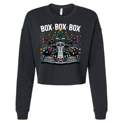 Formula Racing Car Box Box Box Radio Call Fun Christmas Tree Cropped Pullover Crew
