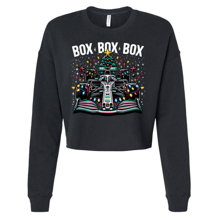 Formula Racing Car Box Box Box Radio Call Fun Christmas Tree Cropped Pullover Crew