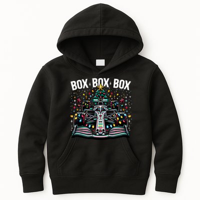 Formula Racing Car Box Box Box Radio Call Fun Christmas Tree Kids Hoodie