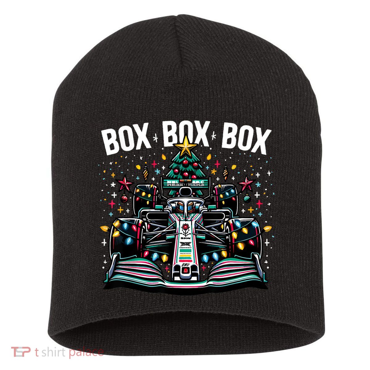 Formula Racing Car Box Box Box Radio Call Fun Christmas Tree Short Acrylic Beanie
