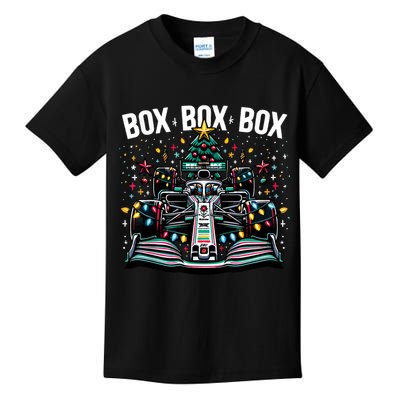 Formula Racing Car Box Box Box Radio Call Fun Christmas Tree Kids T-Shirt