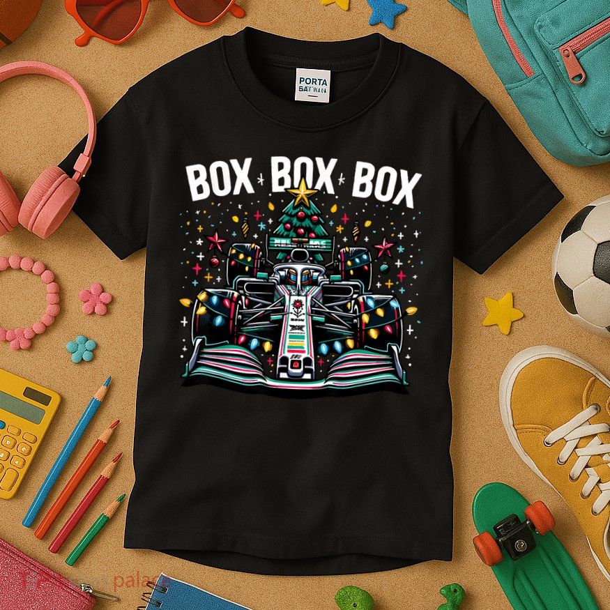 Formula Racing Car Box Box Box Radio Call Fun Christmas Tree Kids T-Shirt