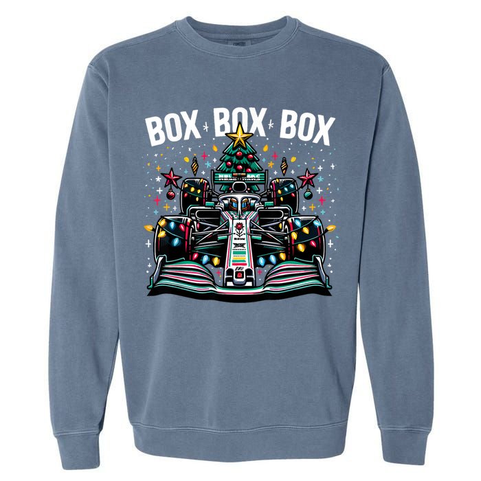 Formula Racing Car Box Box Box Radio Call Fun Christmas Tree Garment-Dyed Sweatshirt