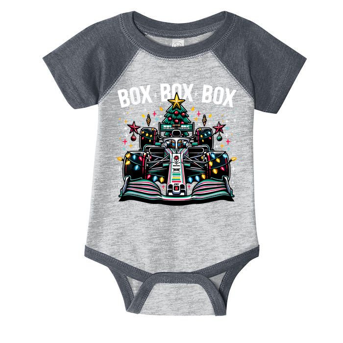 Formula Racing Car Box Box Box Radio Call Fun Christmas Tree Infant Baby Jersey Bodysuit