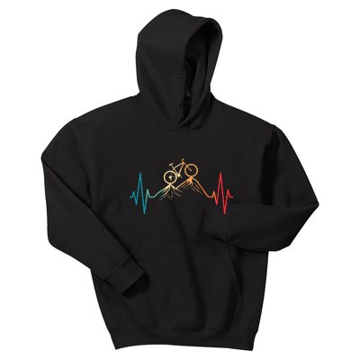 Funny Retro Cycling Heartbeat Bicycle Mountain Bike Biking Kids Hoodie