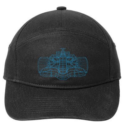 Formula Racing Car Drawing Racing Fan Mechanic Engineer 7-Panel Snapback Hat
