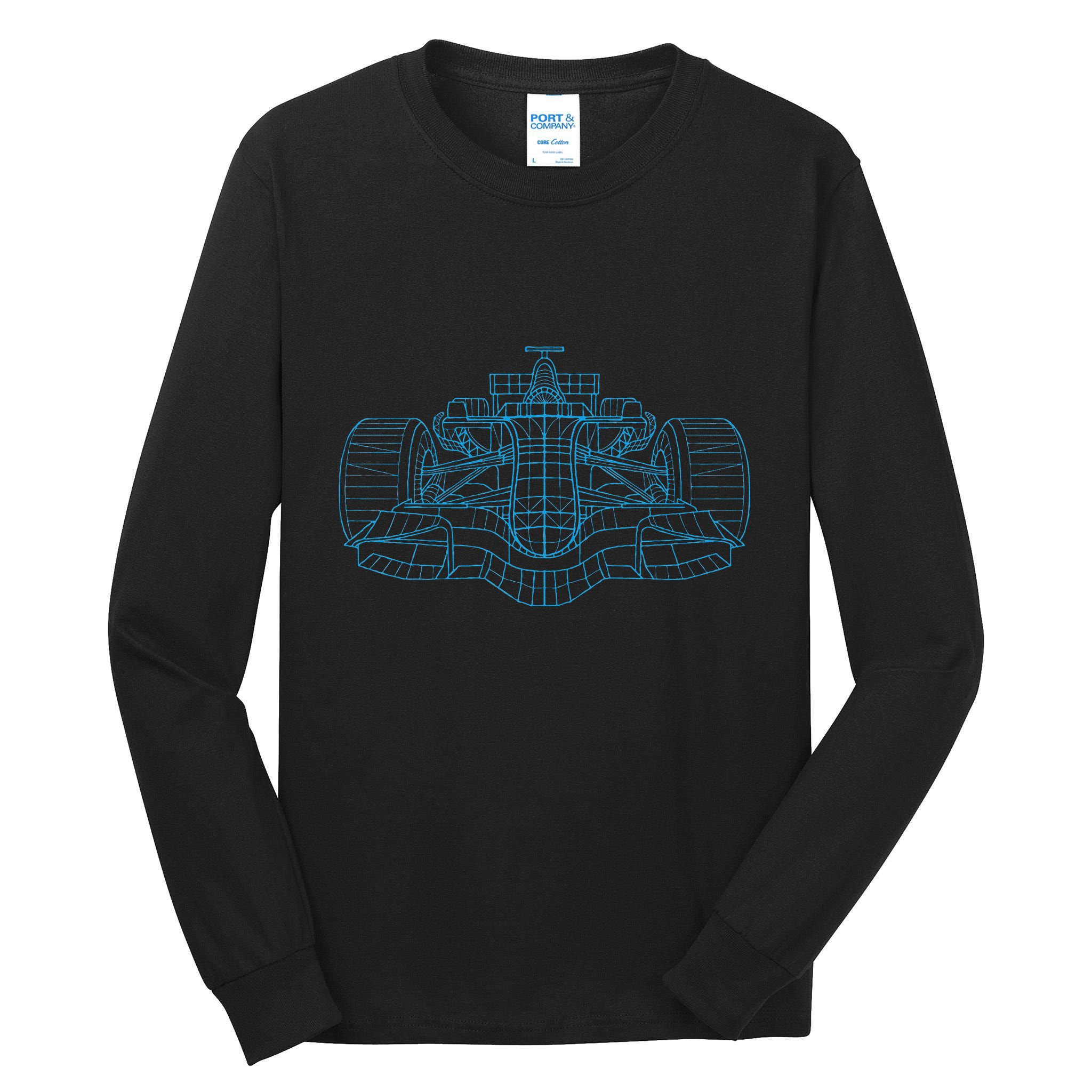 Formula Racing Car Drawing Racing Fan Mechanic Engineer Tall Long Sleeve T-Shirt