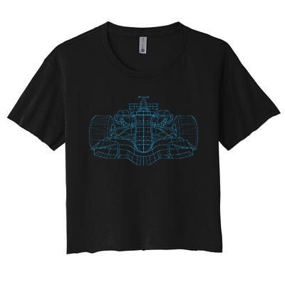 Formula Racing Car Drawing Racing Fan Mechanic Engineer Women's Crop Top Tee