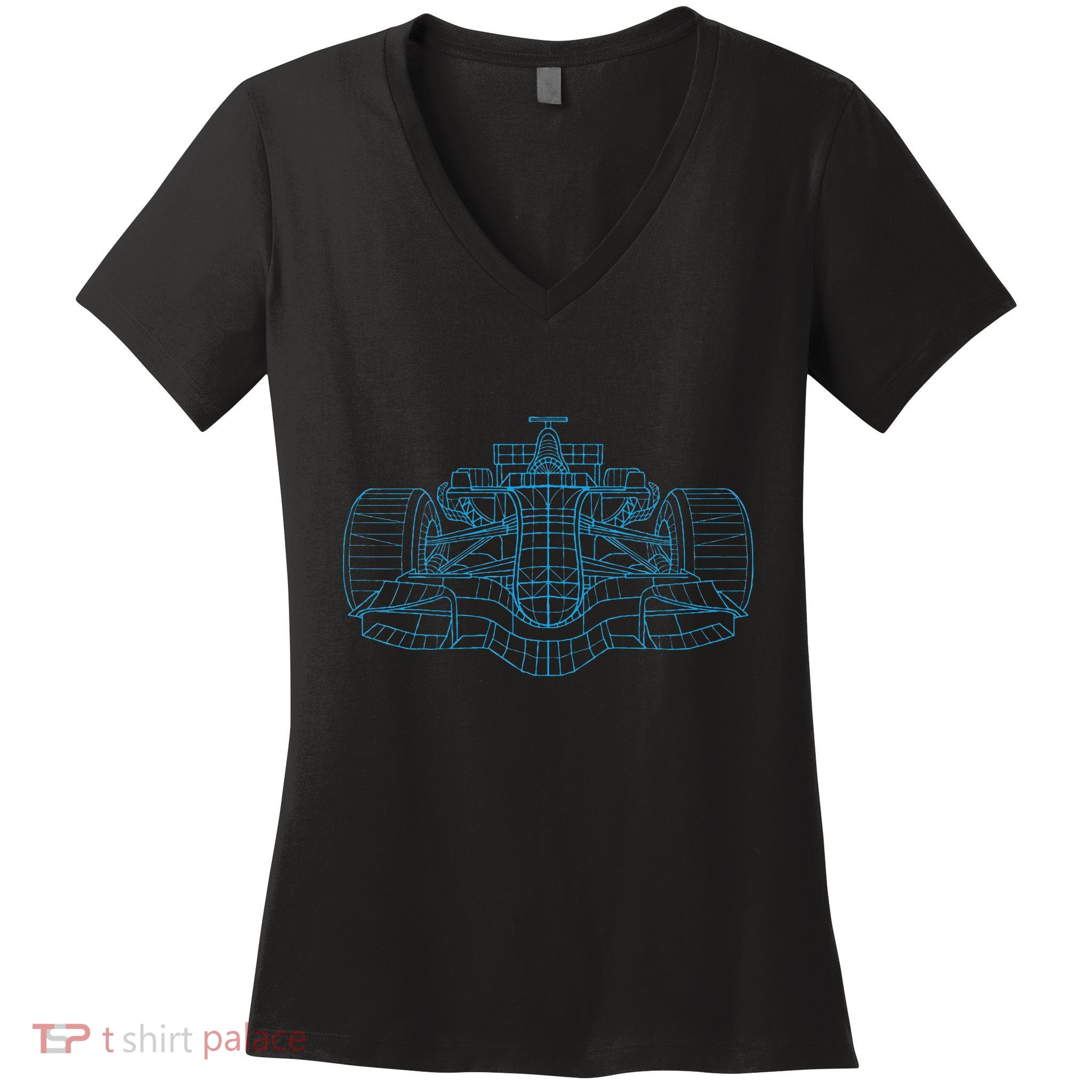 Formula Racing Car Drawing Racing Fan Mechanic Engineer Women's V-Neck T-Shirt