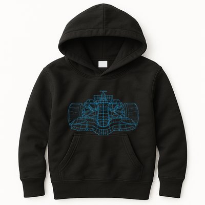 Formula Racing Car Drawing Racing Fan Mechanic Engineer Kids Hoodie
